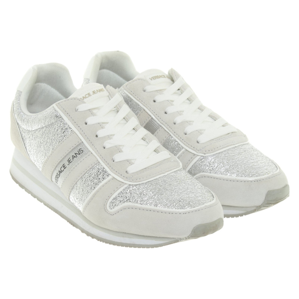 Versace Trainers Suede in Silvery