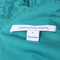 Diane Von Furstenberg Robe en dentelle en turquoise