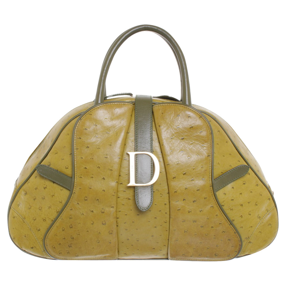 Christian Dior Saddle Bowling Bag Leer in Groen