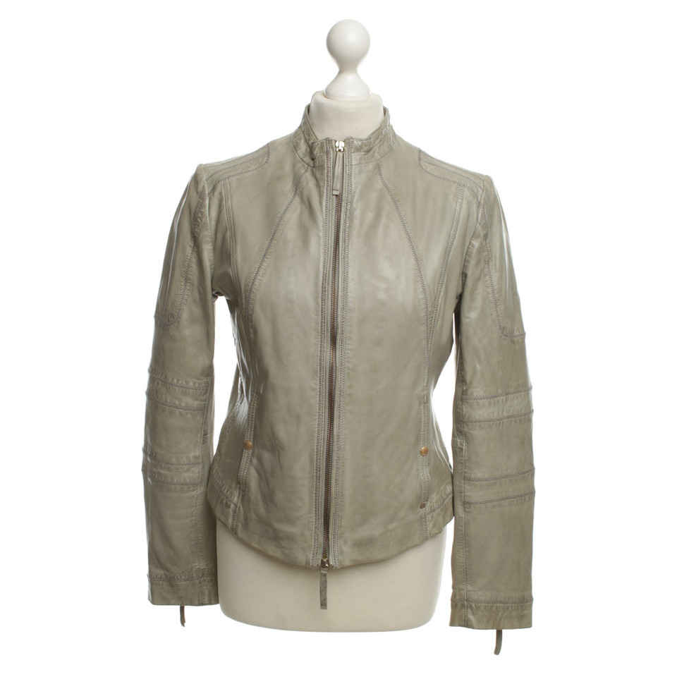 Hugo Boss Leather jacket in olive green