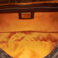 Fendi Double Micro Baguette Bag Wool in Brown