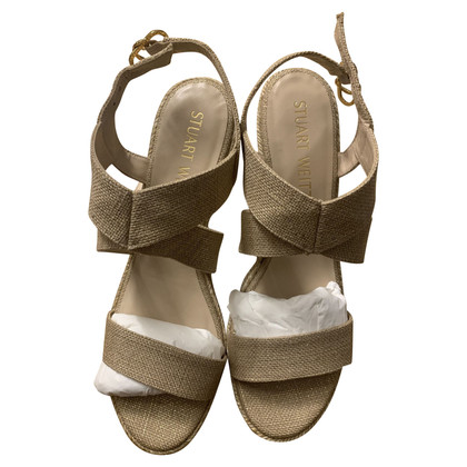 Stuart Weitzman Wedges Canvas in Beige