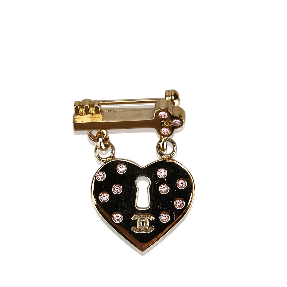 Chanel CC Heart Lock and Key Brooch