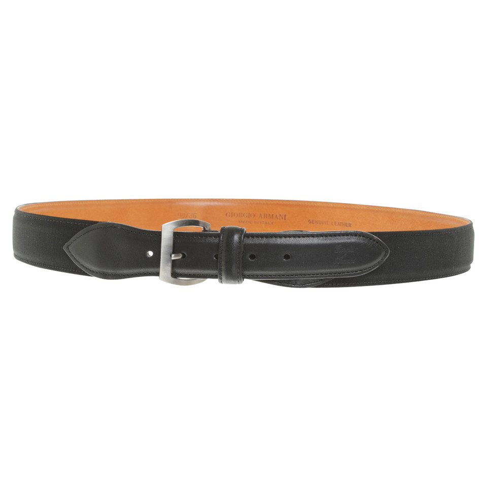 Giorgio Armani Leather Belt zwart