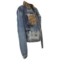 Diesel Black Gold Denim jacket with leopard details