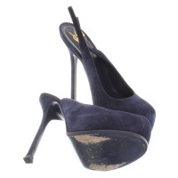 Yves Saint Laurent Suede Pumps in midnight blue