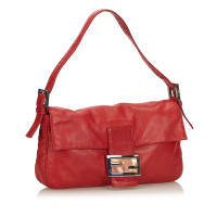 Fendi Baguette Bag Micro aus Leder in Rot