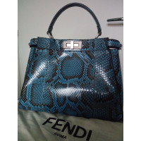 Fendi Peekaboo Bag Mini aus Leder in Türkis