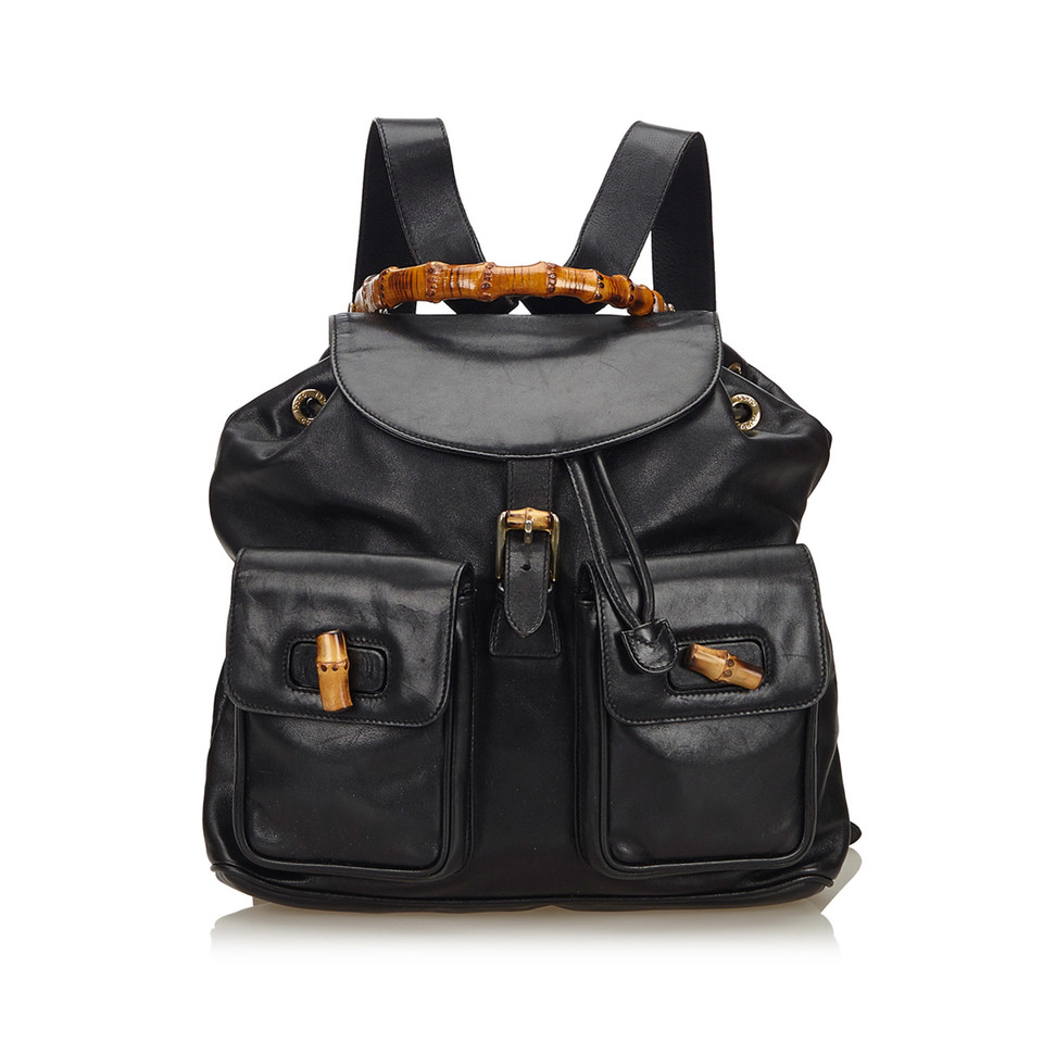 Gucci Bamboo Backpack aus Leder in Schwarz