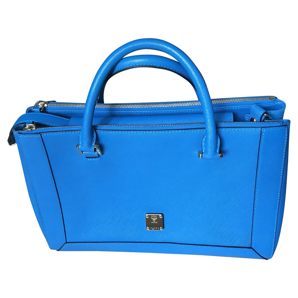 Mcm Handbag Canvas in Turquoise