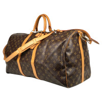 Louis Vuitton Keepall 55 in Tela in Marrone