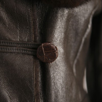 Prada Leather coat with mink fur collar