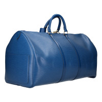 Louis Vuitton Keepall 55 Leer in Blauw