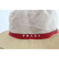 Prada Hut/Mütze aus Leinen in Beige
