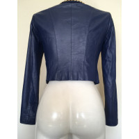 Elisabetta Franchi Lederjacke in Blau/Gold