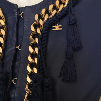 Elisabetta Franchi Leather jacket in blue / gold