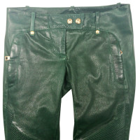 Balmain Pantalon en cuir vert