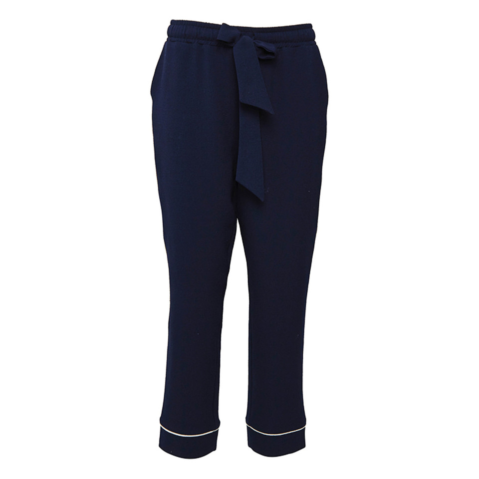 Ganni Pantalon en bleu / blanc