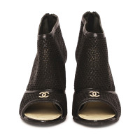 Chanel "Black CC Logo Mesh Ankle Heels"