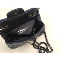 Chanel Classic Flap Bag Extra Mini Leer in Blauw