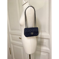Chanel Classic Flap Bag Extra Mini Leer in Blauw
