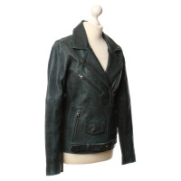 Gestuz Leather jacket in dark green