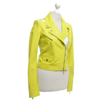 Just Cavalli Leather jacket in neon yellow