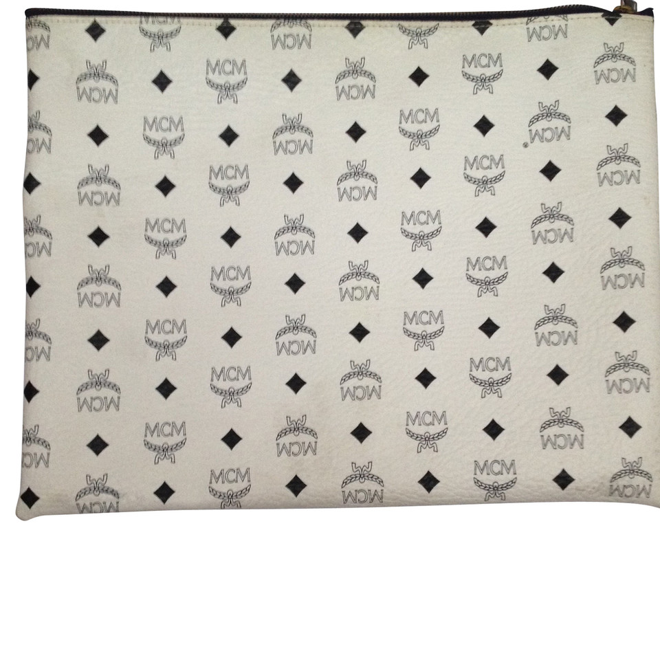 Mcm Clutch en Toile en Blanc