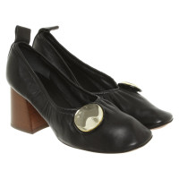 Céline Pumps/Peeptoes aus Leder in Schwarz