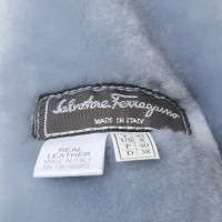 Salvatore Ferragamo Jacket/Coat Leather in Blue