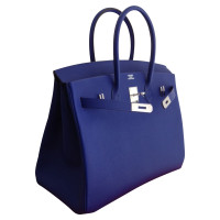 Hermès Birkin Bag 35 in Pelle verniciata in Blu