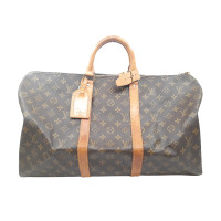 Louis Vuitton Keepall 50 in Tela in Marrone