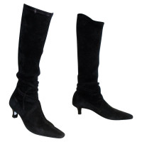 Fratelli Rossetti Black suede boots with kitten heel