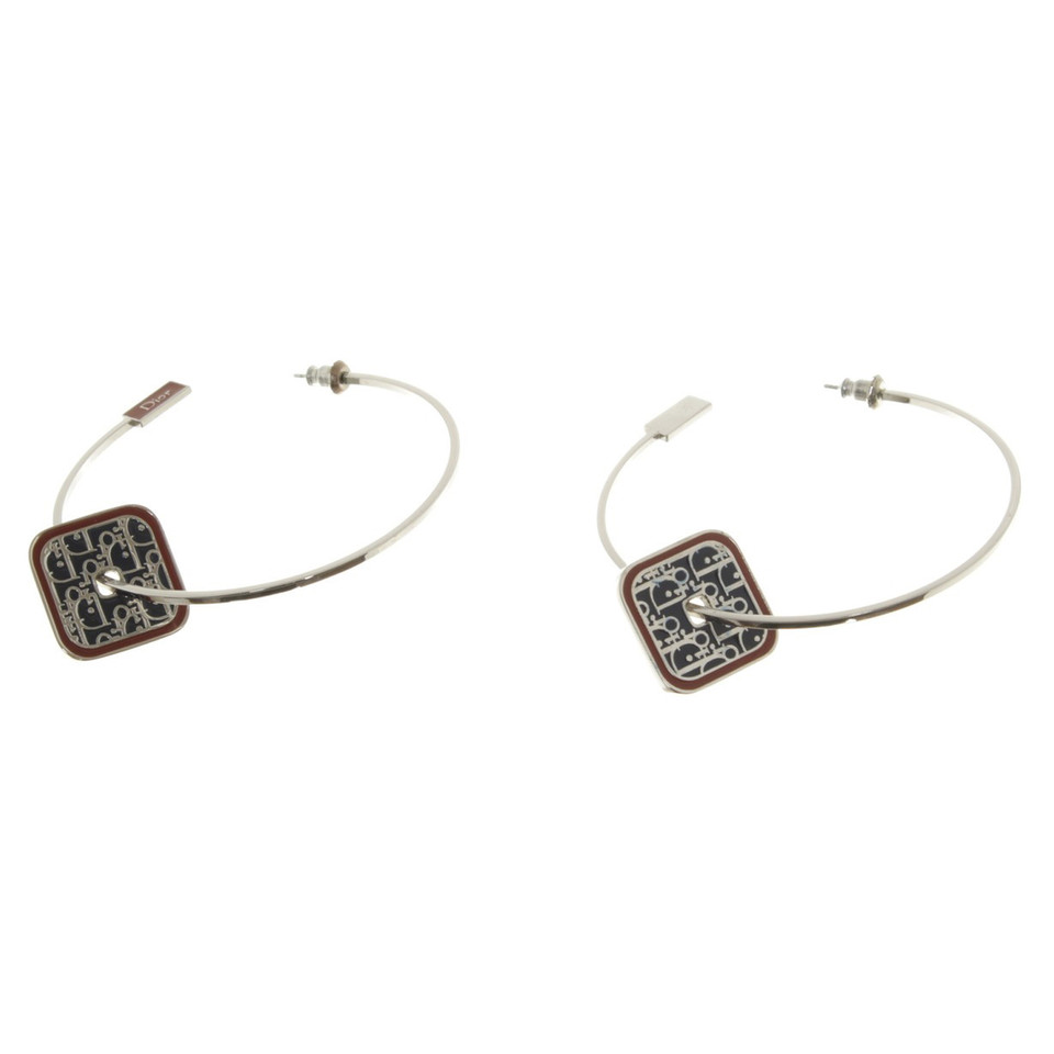 Christian Dior Zilver Geplateerde hoop earrings