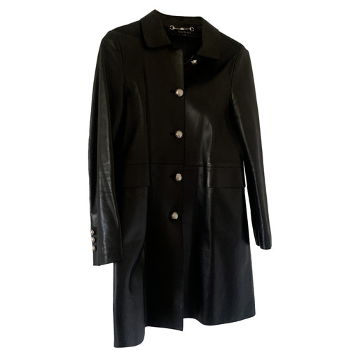 GUCCI Women's Jacket/Coat Leather in Black Size: DE 34
