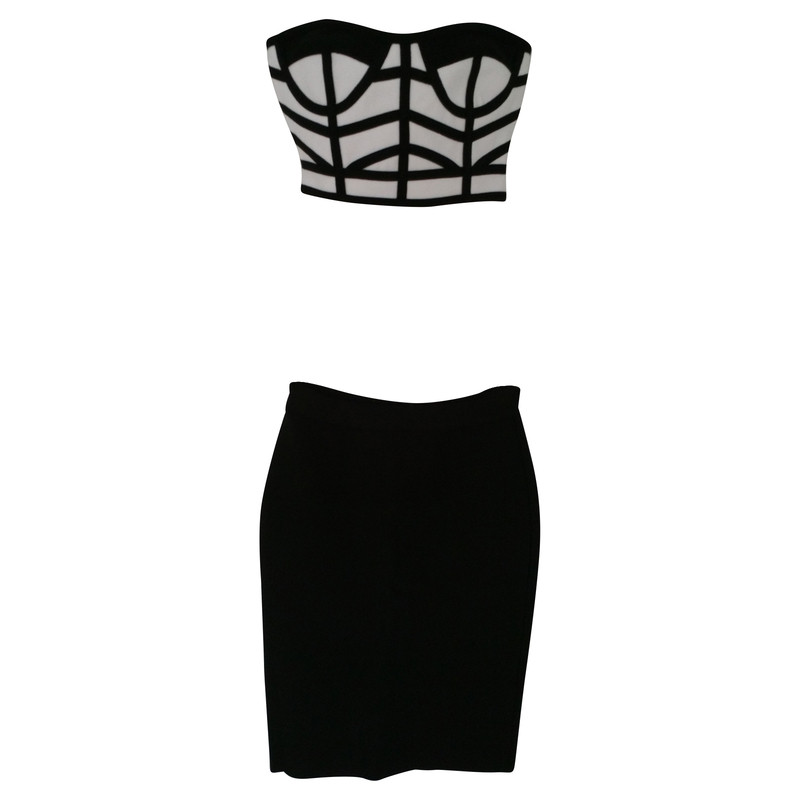 Hervé Léger two-piece in black and white