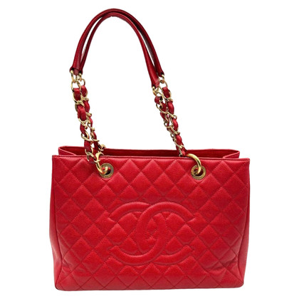 Chanel Grand  Shopping Tote Leer in Rood