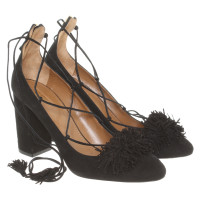 Aquazzura Pumps/Peeptoes aus Wildleder in Schwarz