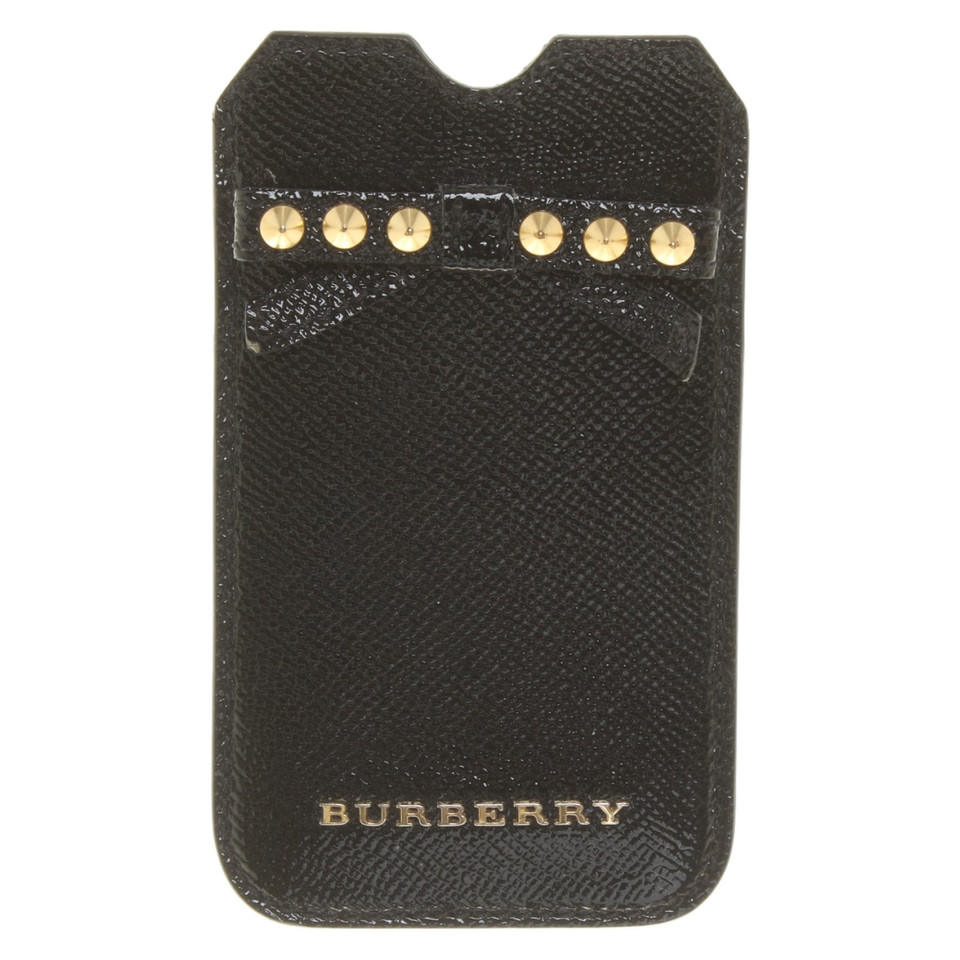 Burberry Täschchen/Portemonnaie aus Lackleder in Schwarz