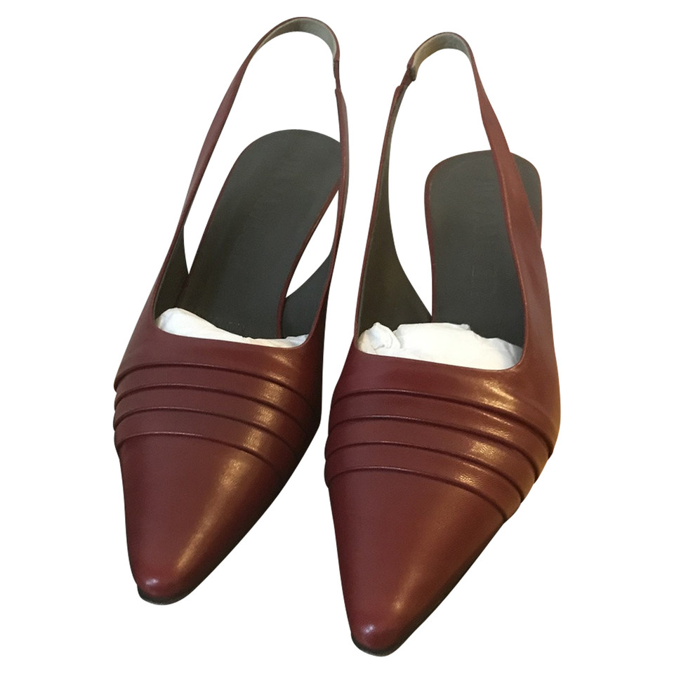 Jil Sander Pumps/Peeptoes aus Leder in Bordeaux