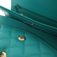 Chanel Classic Flap Bag Medium Leer in Turkoois