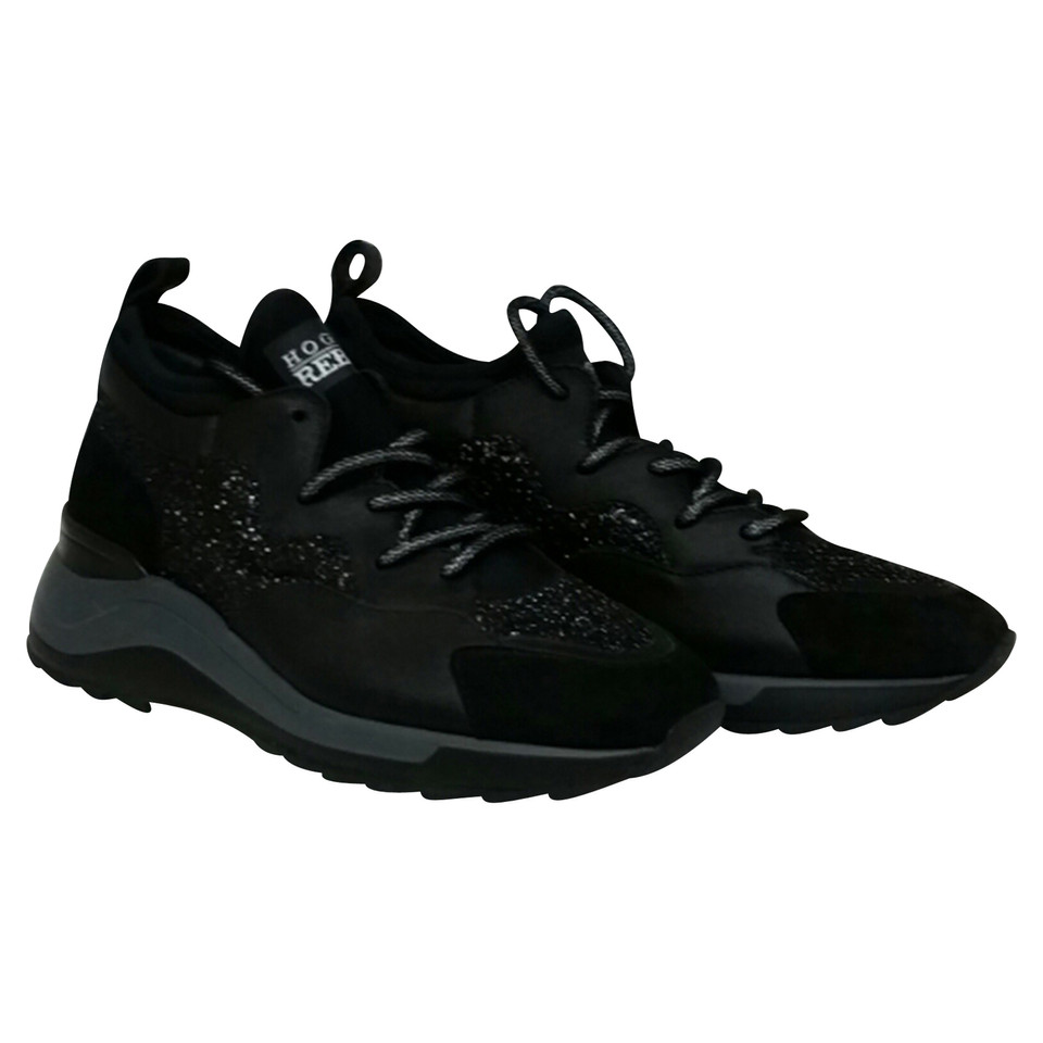 Hogan Sneakers en cuir et paillettes noires