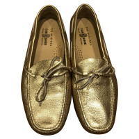 Car Shoe Slippers/Ballerina's Leer in Goud