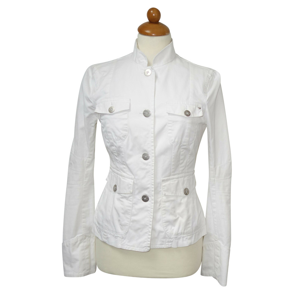 Armani Jeans Giacca/Cappotto in Cotone in Bianco