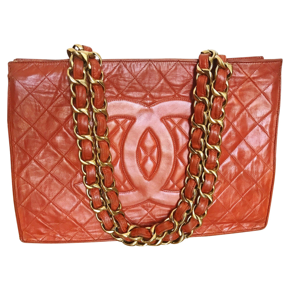 Chanel Grand  Shopping Tote Leather in Orange