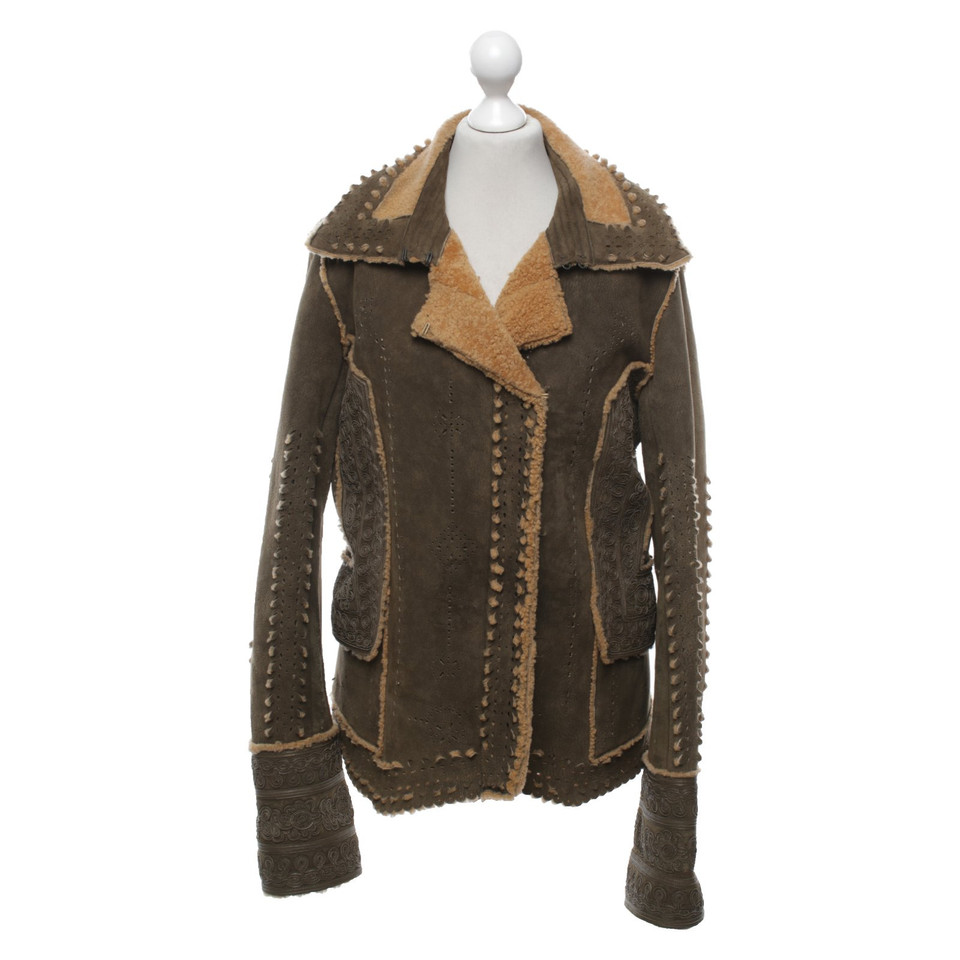 Ermanno Scervino Jacke/Mantel aus Leder in Braun