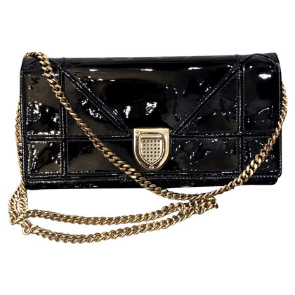 Christian Dior Diorama Wallet On Chain Leather in Black