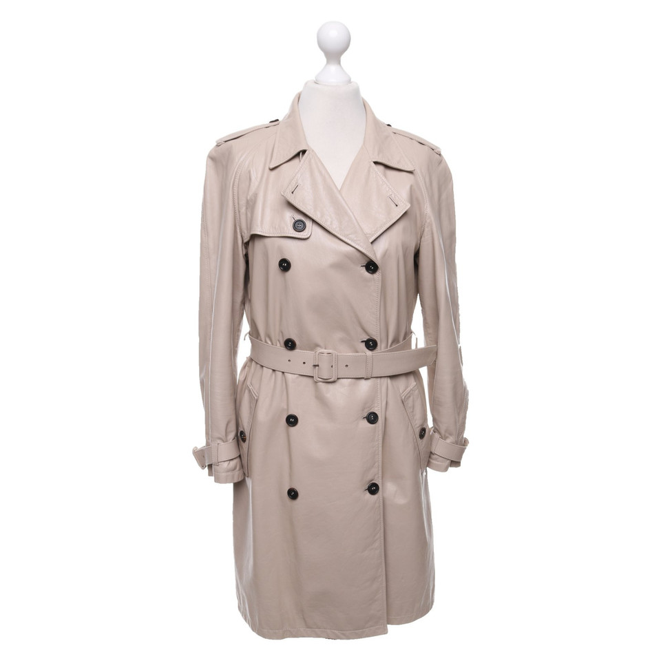 Miu Miu Jacke/Mantel aus Leder in Beige