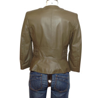 Elisabetta Franchi Leather jacket in khaki