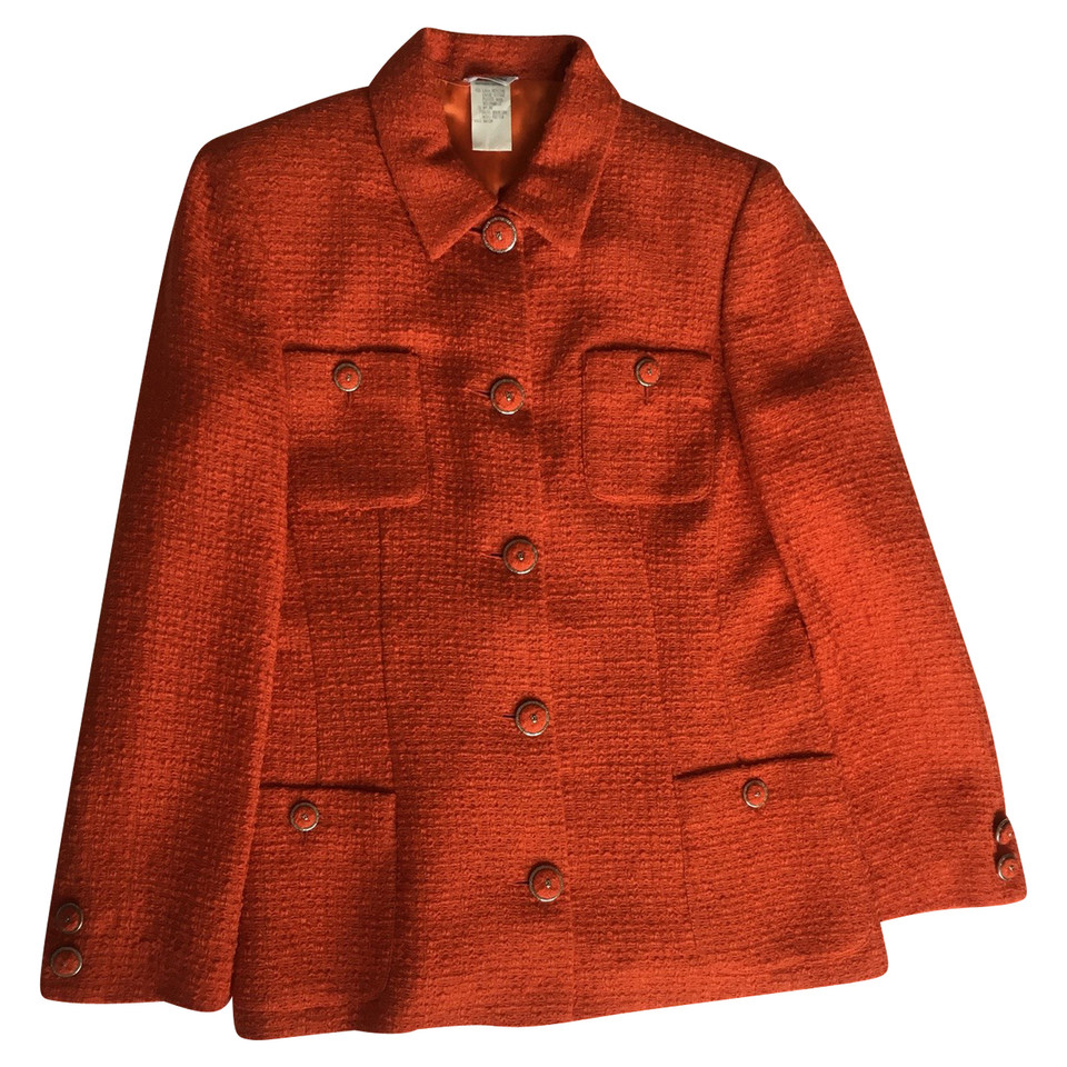 Gianni Versace Jacke/Mantel aus Wolle in Orange